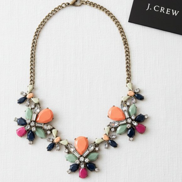 J. Crew Orange and Pink Floral Necklace - Picture 1 of 7